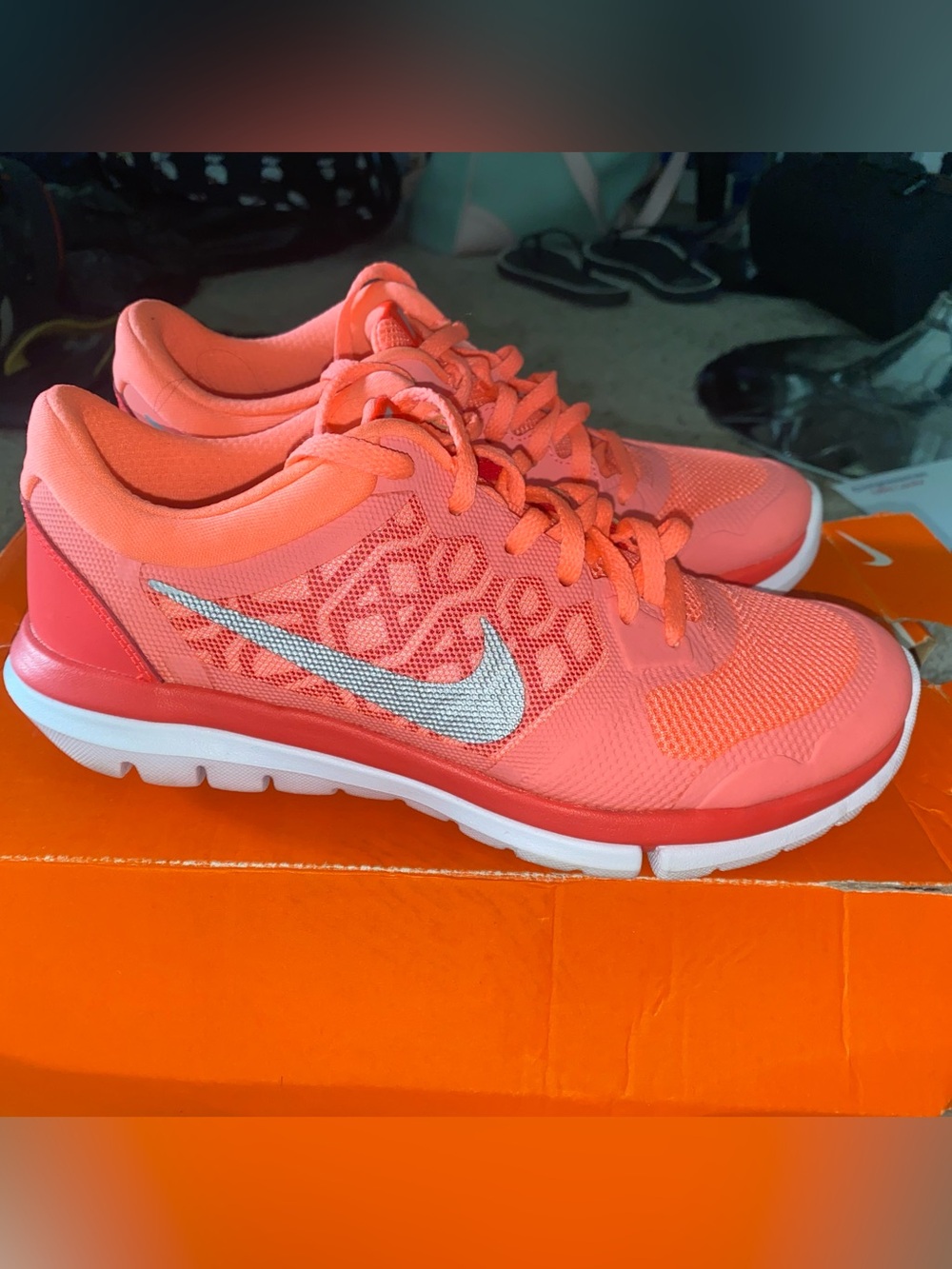 Women Nike Flex 2015 RN Bright Neon Crimson Coral Sneakers 7